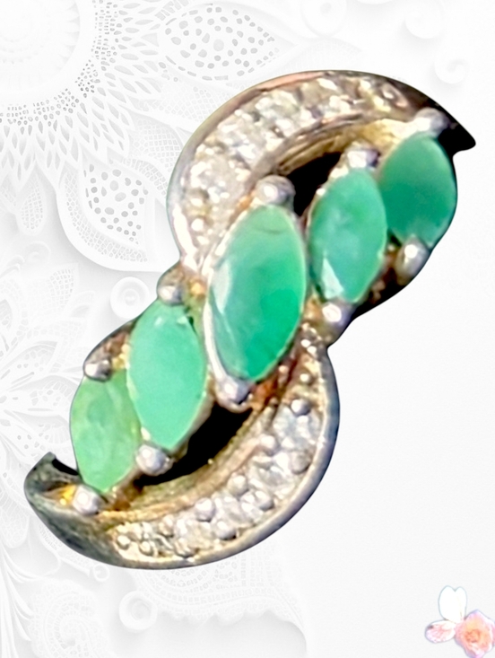 JASCO Jewelry - DBJ Jasco 925 Sterling Jade Marquise Cluster Ring Size 7 959